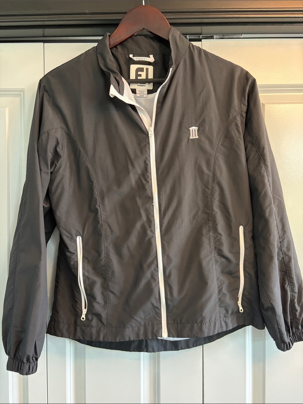 FootJoy Black Windbreaker Jacket with White Trim